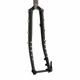 Surly Disc Trucker thru axle fork for 26" and 700c wheels with flat mount brake mount, black steel bike component.