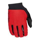 Lizard Skins Monitor Ignite gloves in red with breathable mesh and neoprene wrist closure, designed for cycling or outdoor activities.
