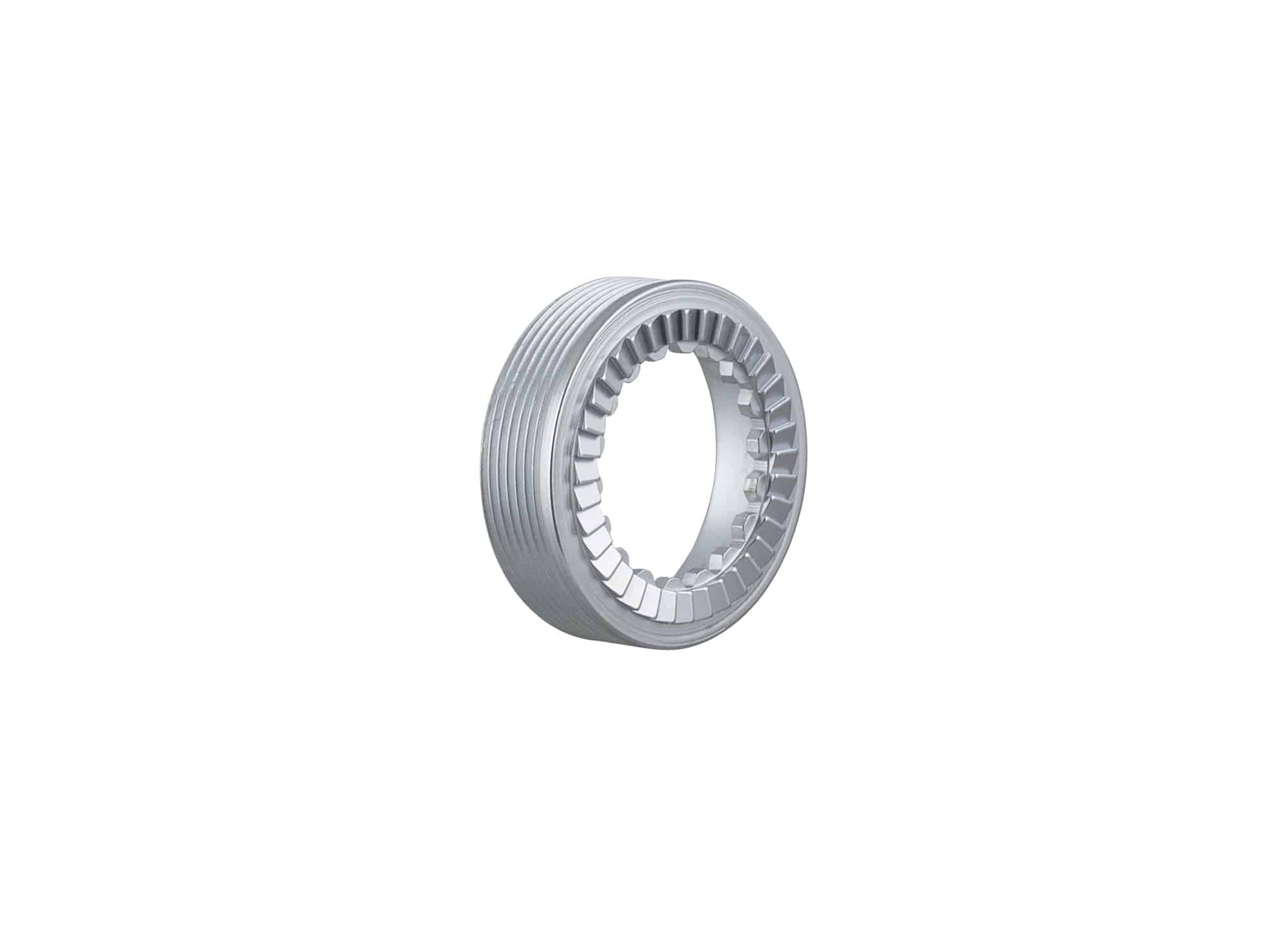 Bontrager Ratchet EXP 36-Tooth Threaded Star Rear Hub, silver, 142mm OLD, bike component with detailed ratchet mechanism