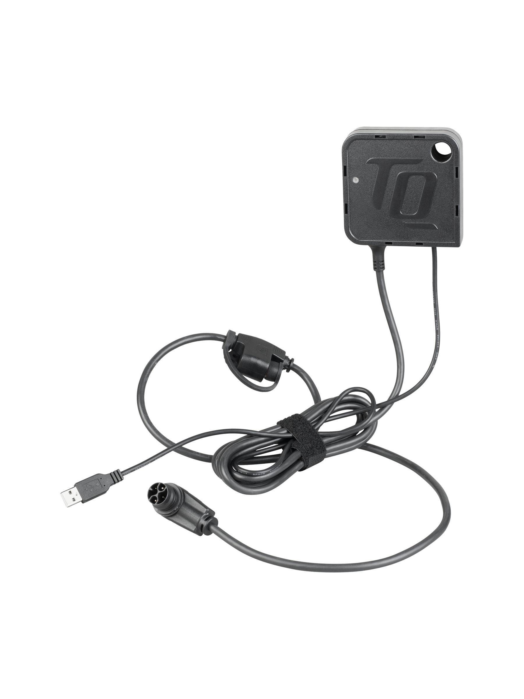 TQ HPR50 Ebike Service Dongle for 2025 TQ models, black diagnostic tool component with ports and connectors visible.
