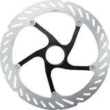 Shimano RT-CL700 Ice Tech Centerlock rotor with internal lockring for bicycle braking systems, showing the rotor's detailed surface.