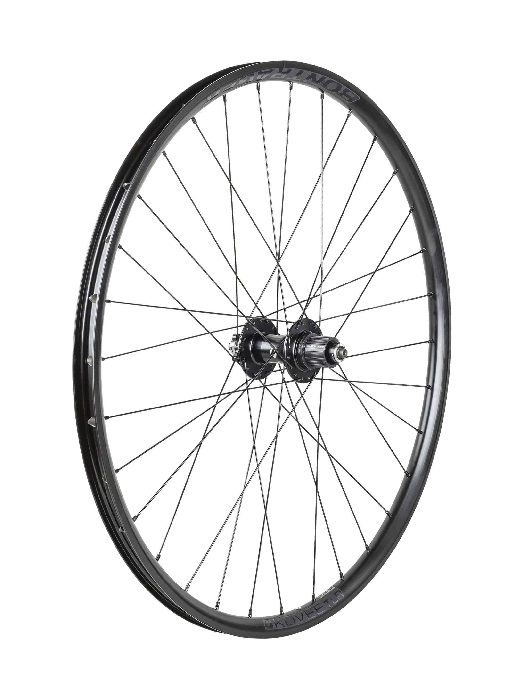 Bontrager Kovee TLR Boost 27.5-inch mountain bike wheels with 32 holes and 6-bolt disc compatibility, MTB component.