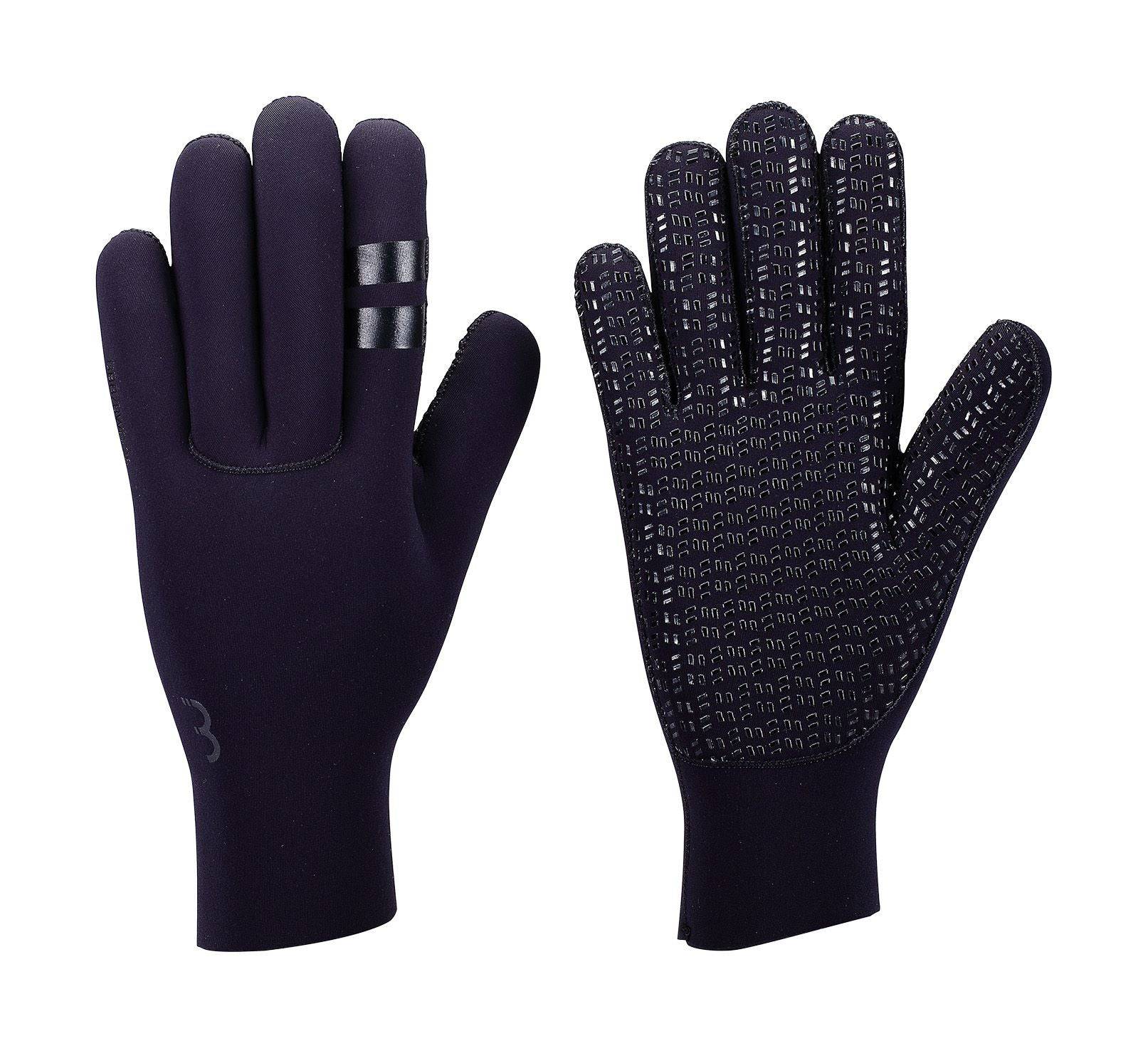 BBB NeoShield winter cycling gloves BWG-26 waterproof and windproof, shown in black with padded palms and secure wrist closure.