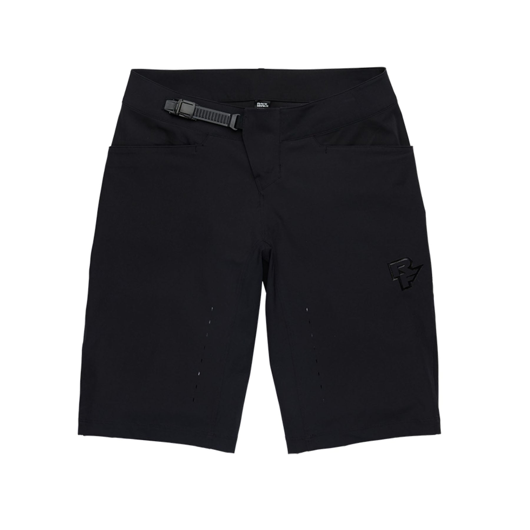 Race Face Traverse unisex mountain bike shorts with adjustable fit and multiple pockets, designed for outdoor cycling comfort.