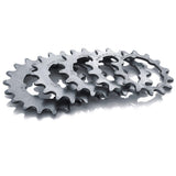 Miche Track fixed gear sprockets for bicycles, showing a close-up of the metal sprockets with secure fit and reliable performance.