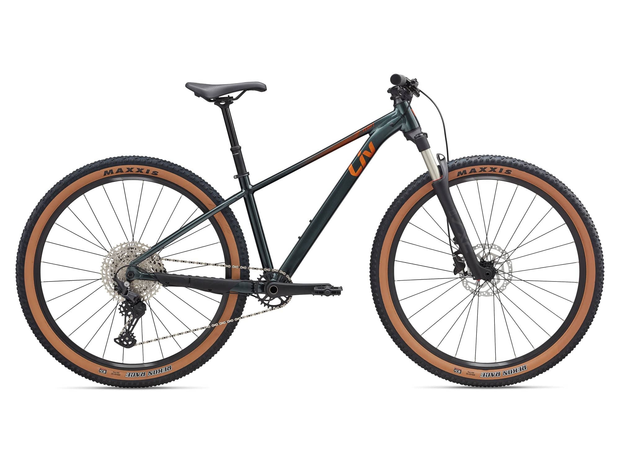 Liv Tempt 29 0 mountain bike with Shimano Deore M6100 drivetrain and 29-inch wheels, showing the frame and front suspension.