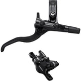 Shimano Deore MT410 hydraulic brake lever and post mount 2-pot caliper for mountain bike components, shown in black with mounting hardware.
