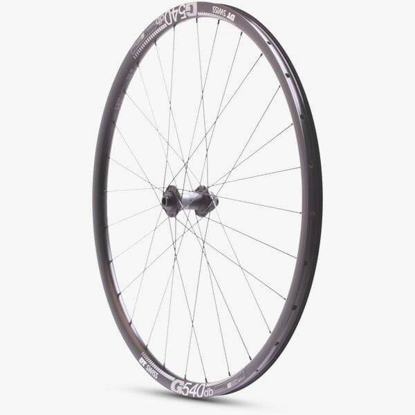 Black M Part Wheels gravel front wheel with 700c DT 370 hub and DT 540 rim, featuring TLR compatibility.