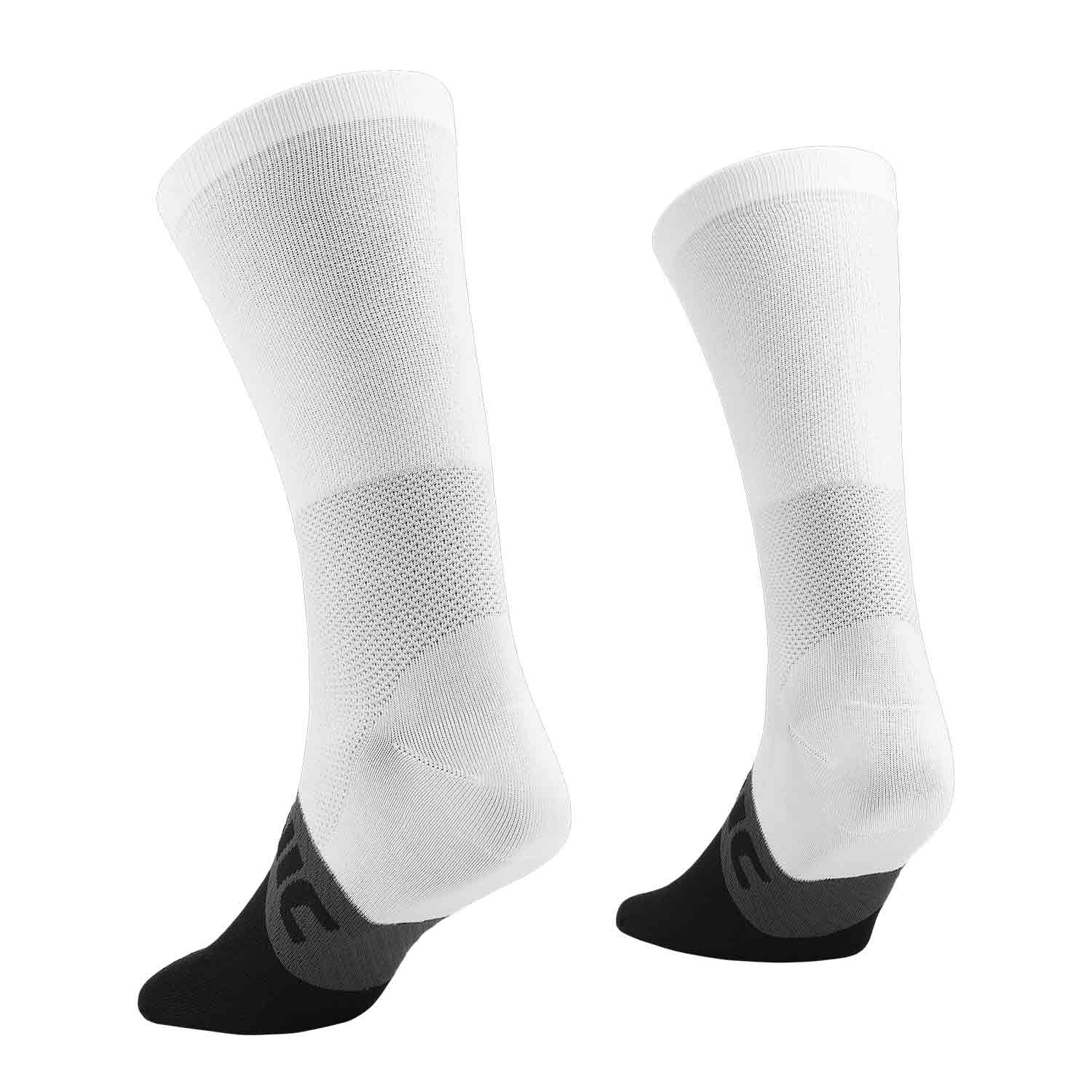 Mavic Aksium high cycling socks made of breathable, eco-friendly fabric, showcasing their durable and comfortable design.