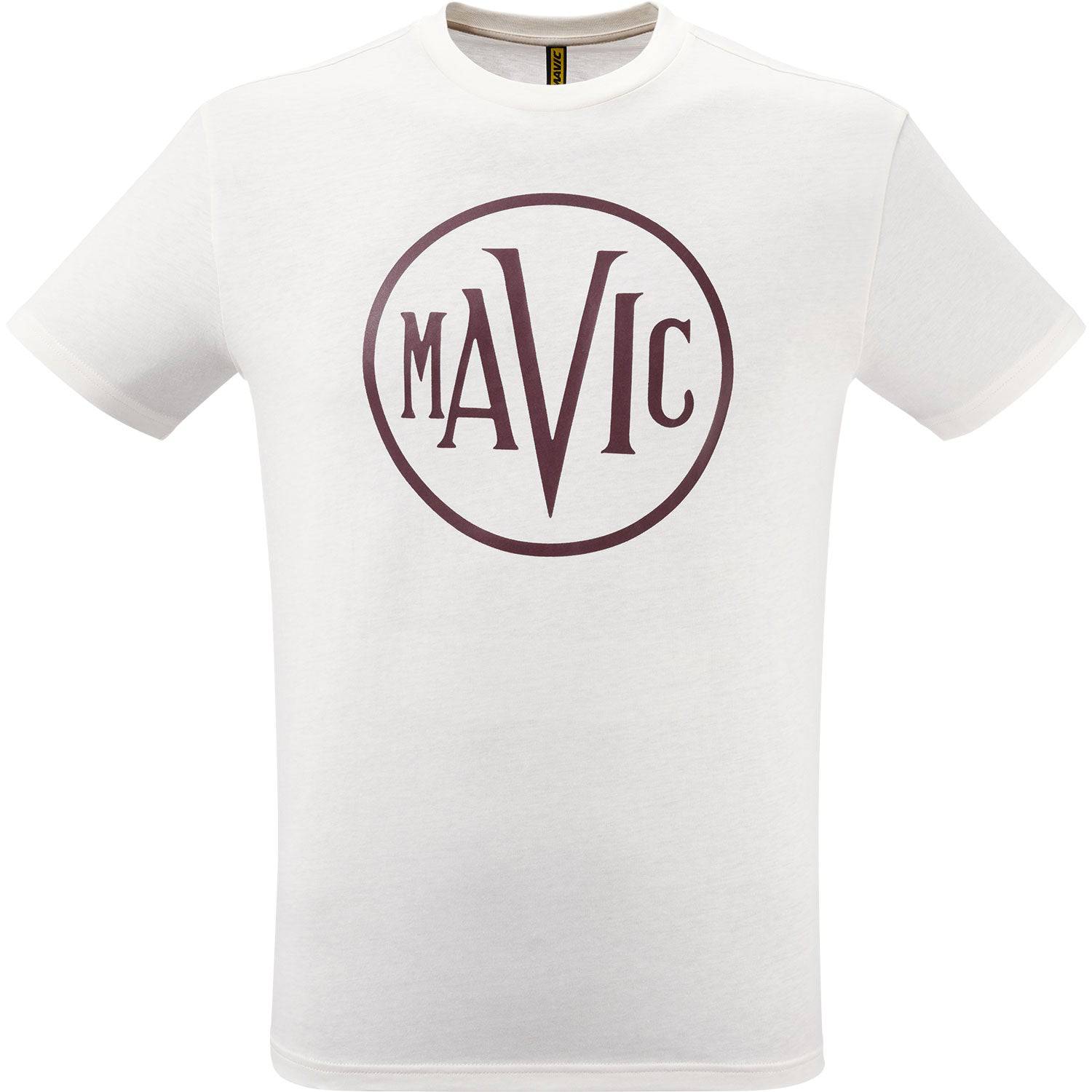 Mavic Heritage Logo T-Shirt made of organic cotton, casual crewneck in white with black logo design, comfortable clothing for everyday wear.