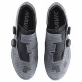 Mavic Cosmic SLR Black Gold road cycling shoes with dual BOA fit system and sleek design, showing the shoes from the side angle.