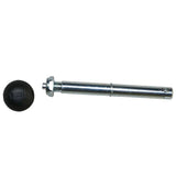 Burley push button axle with nut and dust cap replacement for trailers, showing metal components and hardware in detail.