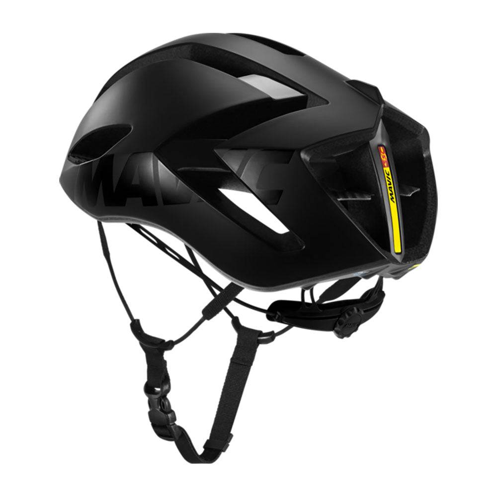 Mavic Comete Ultimate MIPS black road racing helmet with aerodynamic design, lightweight cycling helmet with ventilation for road cyclists