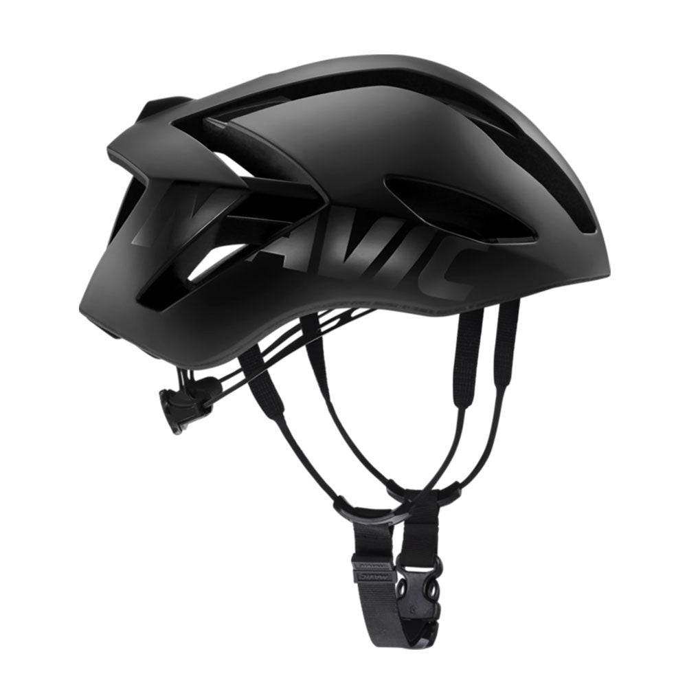Mavic Comete Ultimate MIPS black road racing helmet with aerodynamic design and ventilation for cycling performance.