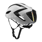 Mavic Comete Ultimate MIPS white road racing helmet with aerodynamic design and adjustable straps, lightweight cycling gear.