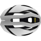 Mavic Comete Ultimate MIPS white road racing helmet with aerodynamic design, lightweight and safety features for cycling.