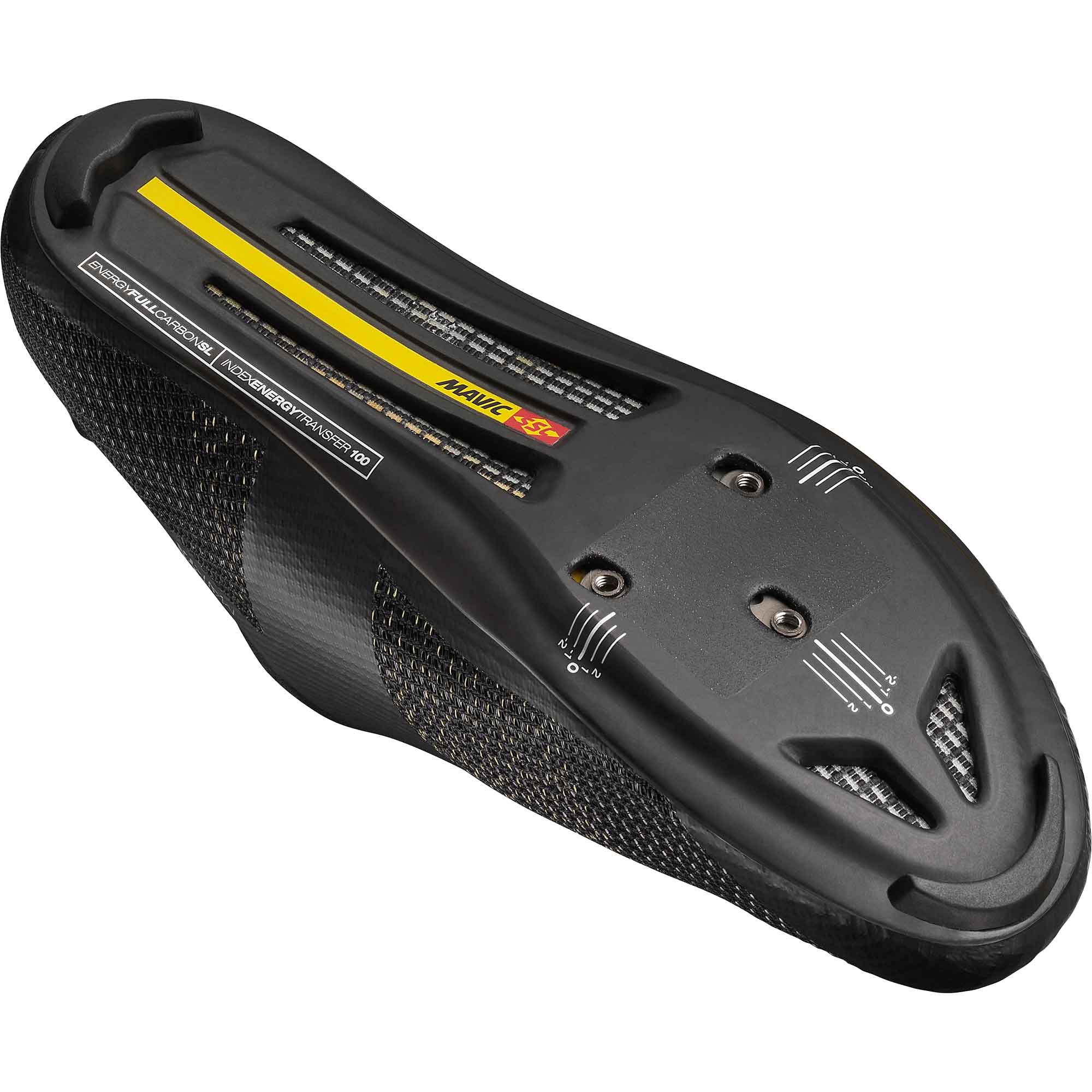 Mavic Cosmic Ultimate road cycling shoes with BOA Fit System and carbon outsole, shown from a side angle with laced closure