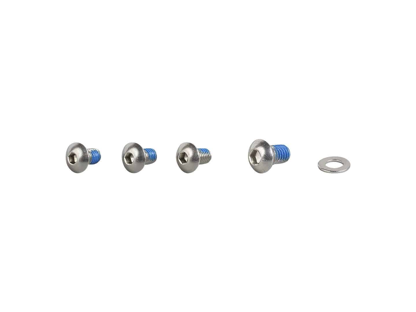 Silver Trek Powerfly front fender hardware component for durable replacement, shown with mounting parts on a white background.