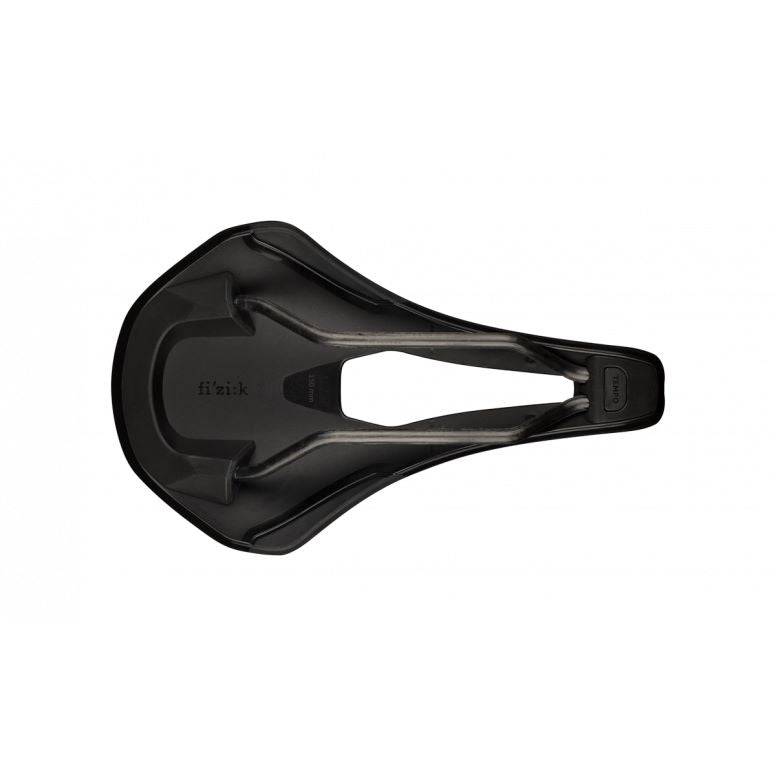 Fizik Tempo Argo R1 Endurance Road Bike Saddle with Wingflex design showing sleek black saddle with ergonomic shape and branding