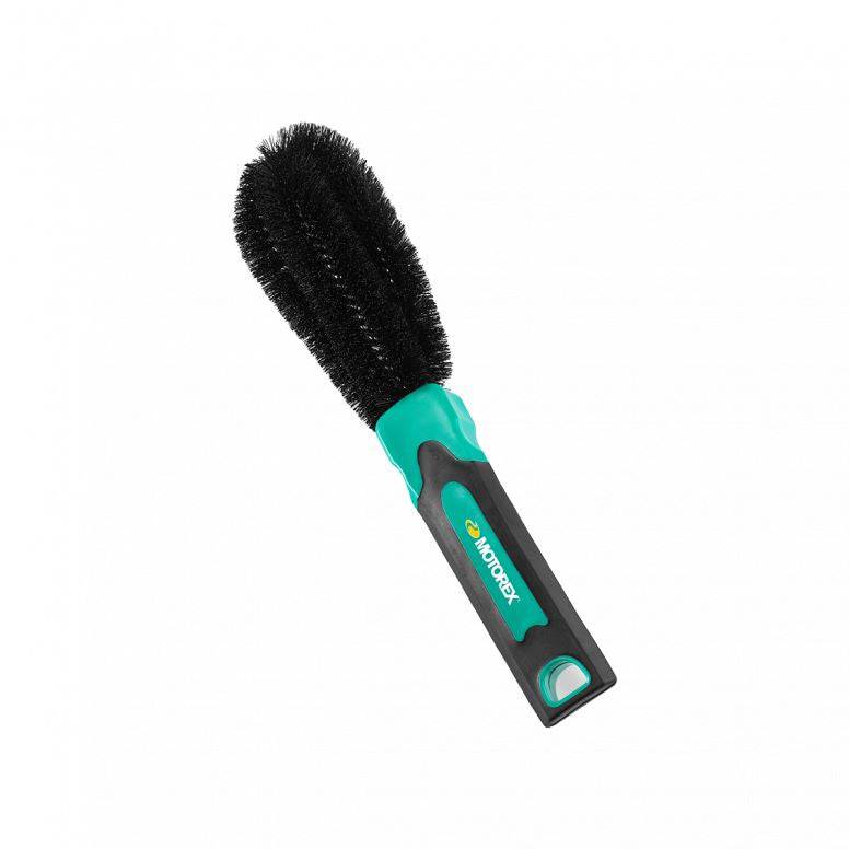 Motorex bicycle cleaning brushes set with hard, soft, and cassette brushes for bike workshop cleaning tasks.