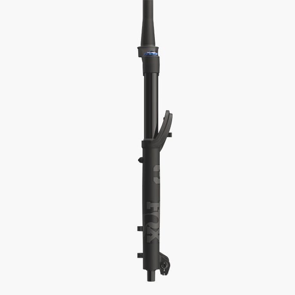Fox 2027 38 Float Pelite MTB fork grip with tapered 44mm stanchions, black matte finish, compatible with KaboltX110 system.