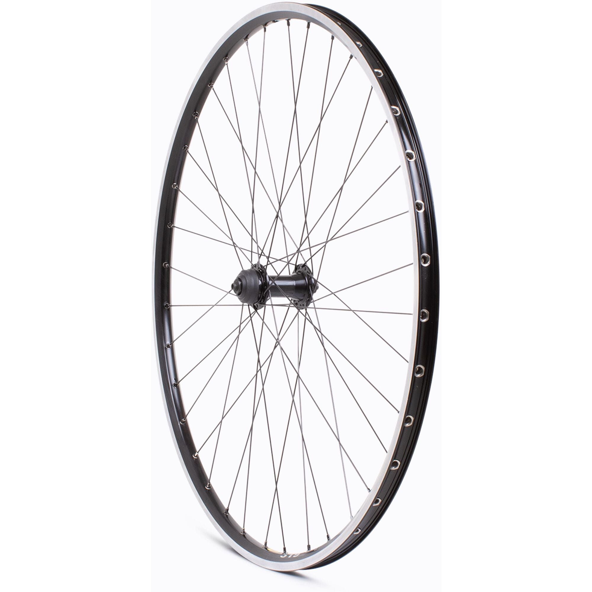 M Part Wheels hybrid/touring front disc wheel with Shimano QC400 hub and Mavic A319 700C rim, featuring quick-release axle.