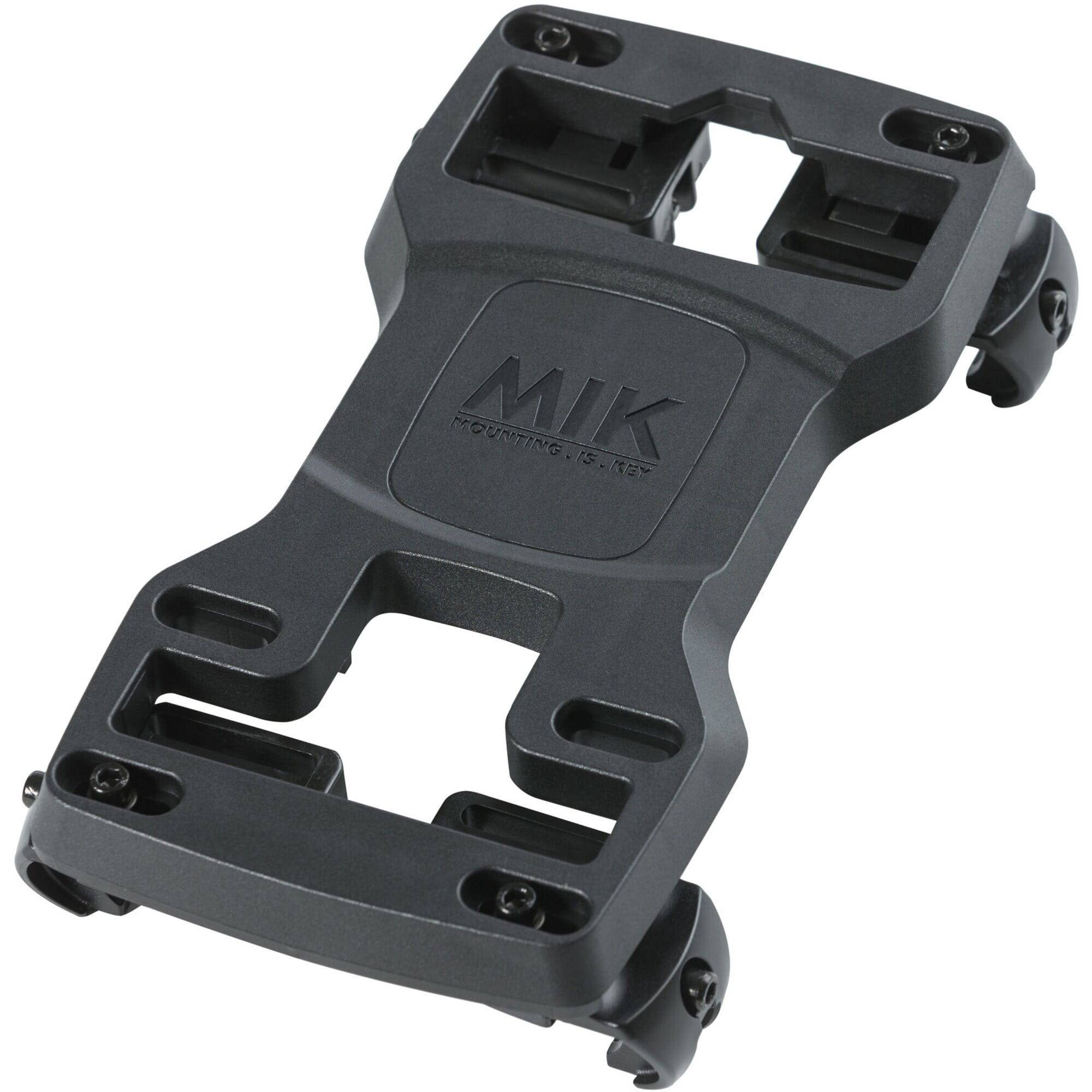 Black Basil MIK carrier plate for bike luggage carriers, fits 100-170mm width, bike accessories for secure mounting.