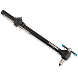 Park Tool DAG-3 derailleur hanger alignment gauge used in bike workshop for precise derailleur adjustments and repairs.