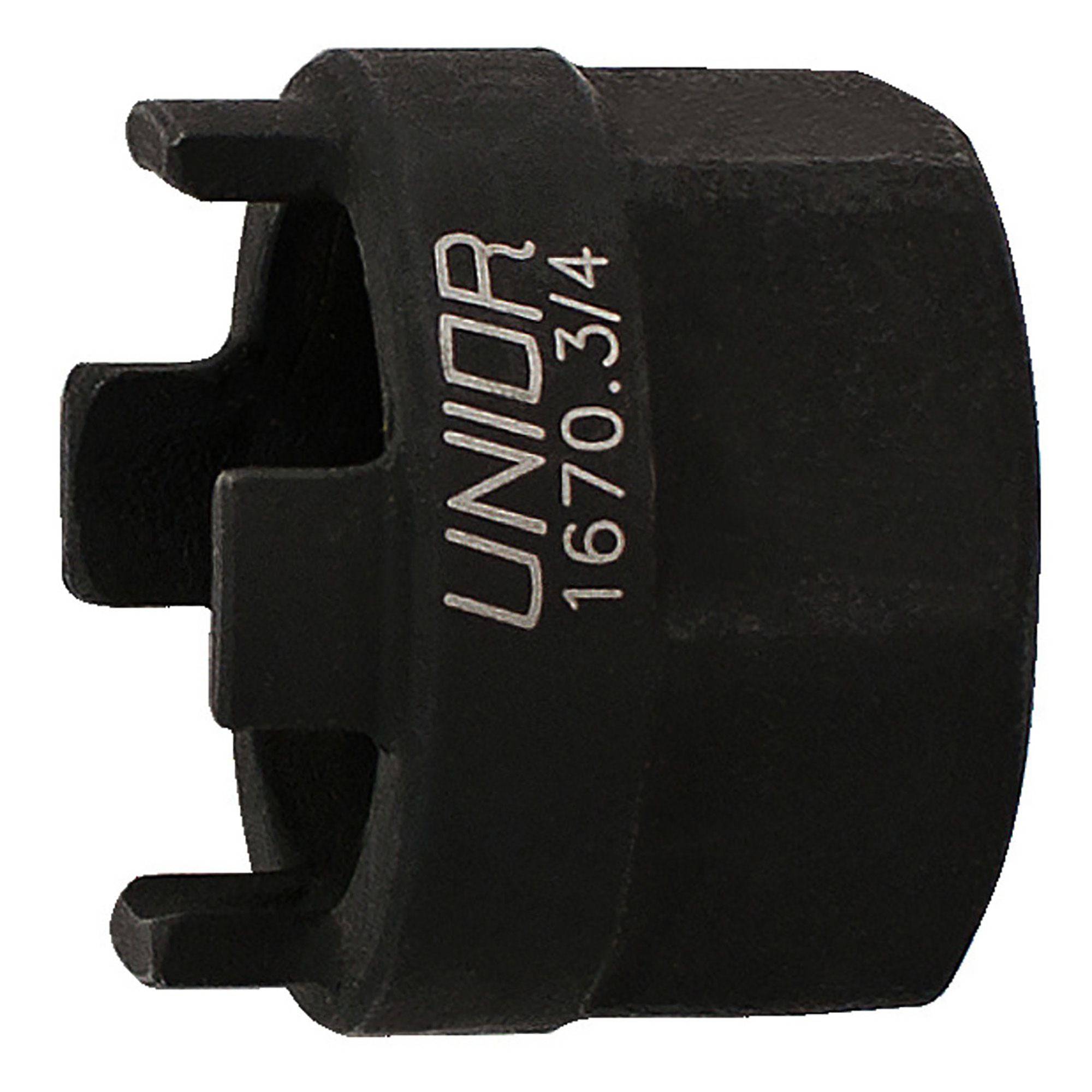UNIOR Suntour 3/4 bicycle freewheel remover tool for workshop use, designed for precise bike maintenance and wheel service.