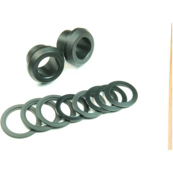 Wheels Manufacturing Shimano multi bottom bracket adapter for 30mm axle cranks, showing metal component with threaded ends.