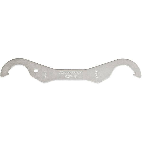 Park Tool HCW-17 fixed-gear lockring wrench with dual radius hooks, 29cm, ideal for bike workshop maintenance.