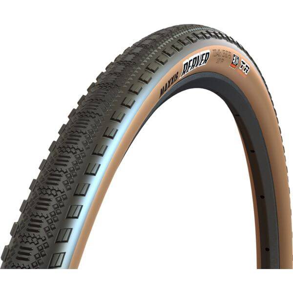 Maxxis Reaver EXO TR tubeless off-road racing tire with puncture protection, mounted on a bike wheel for off-road riding.