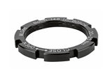 FSA Bosch G3 Lock Ring ML588 for E-Bike transmission, black or silver, close-up of component showing metal finish and locking mechanism.