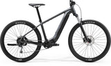 Merida eBig Nine 400 e-Mountain Bike with Shimano Deore gears, 29-inch wheels, in grey and black.