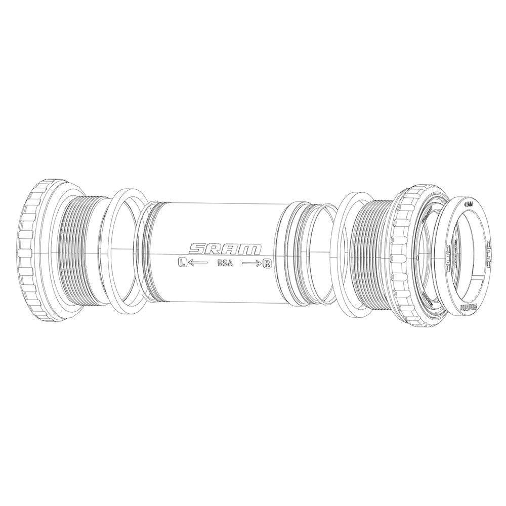 Truvativ BB30 bottom bracket spindle spacer on drive side, measuring 15.46mm for bike component installation.