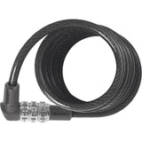 ABUS 3506C/120 BK coil cable lock with combination for bike security, black flexible lock with combination dial in a close-up image
