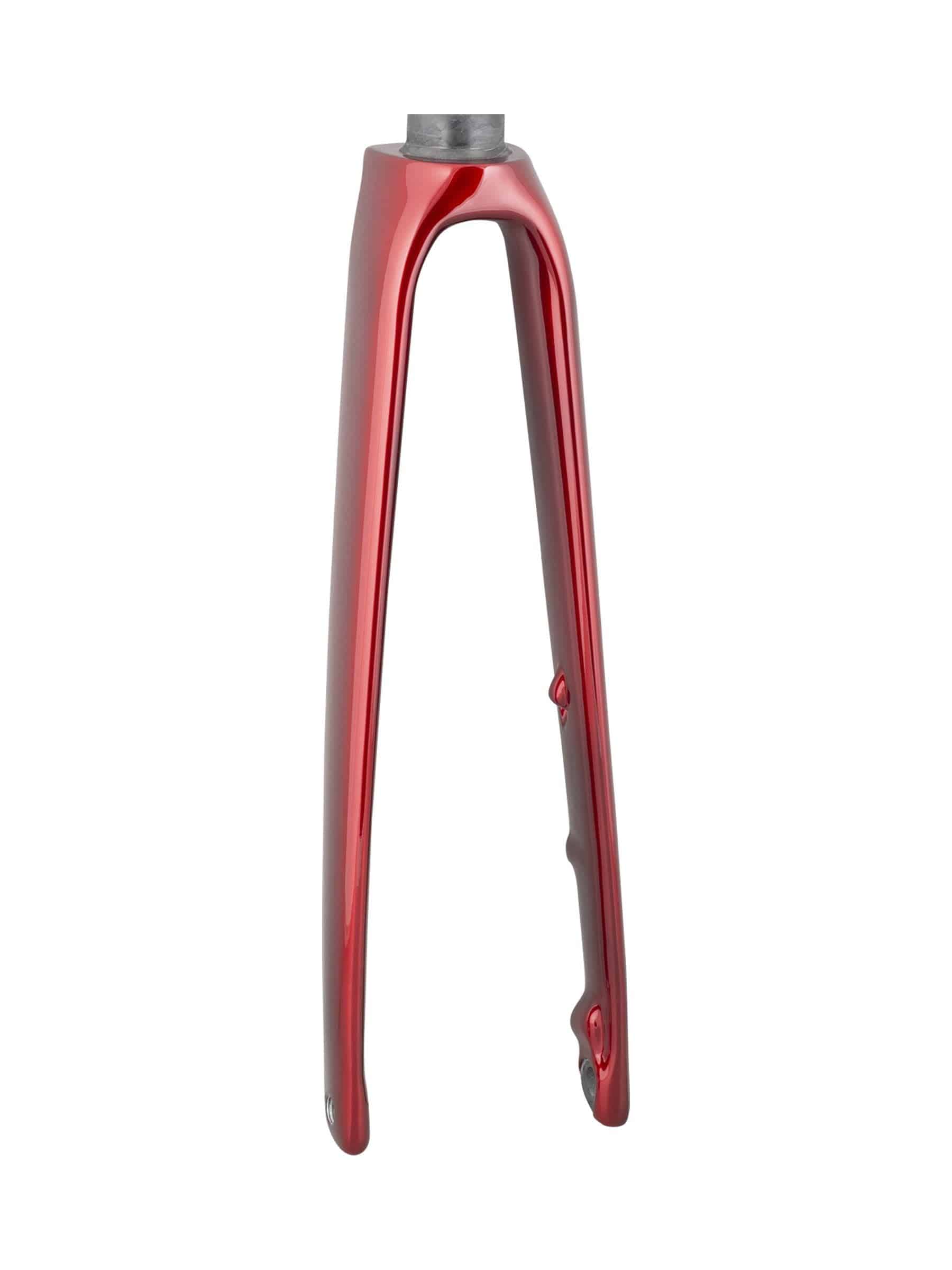 Trek Emonda SL7 road bike fork for precise steering and control, shown in a close-up of the lightweight component.