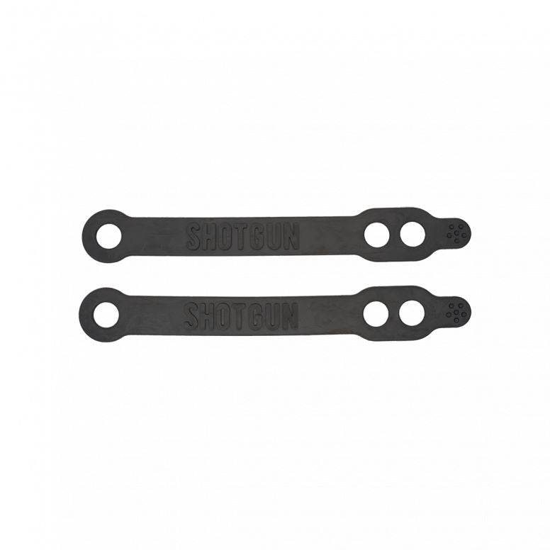 Pair of black Kids Ride Shotgun child safety ride shotgun foot peg straps, durable accessories for secure riding.