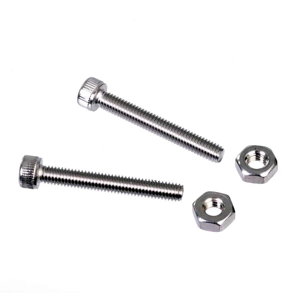 Pair of ID brand ID Frame Dropout Adjusting Screws with nuts for precise bike frame alignment, shown with metal screws and nuts.