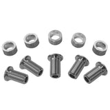 Specialites TA Vega Carmina 15mm triple chainring bolts with alloy spacers for bicycle components, showing the bolts and spacers.