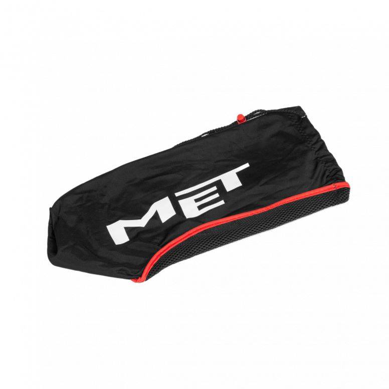 Black MET Helmet Bag for carrying and storing helmets, durable universal design, ideal for motorcycle or sports helmets.