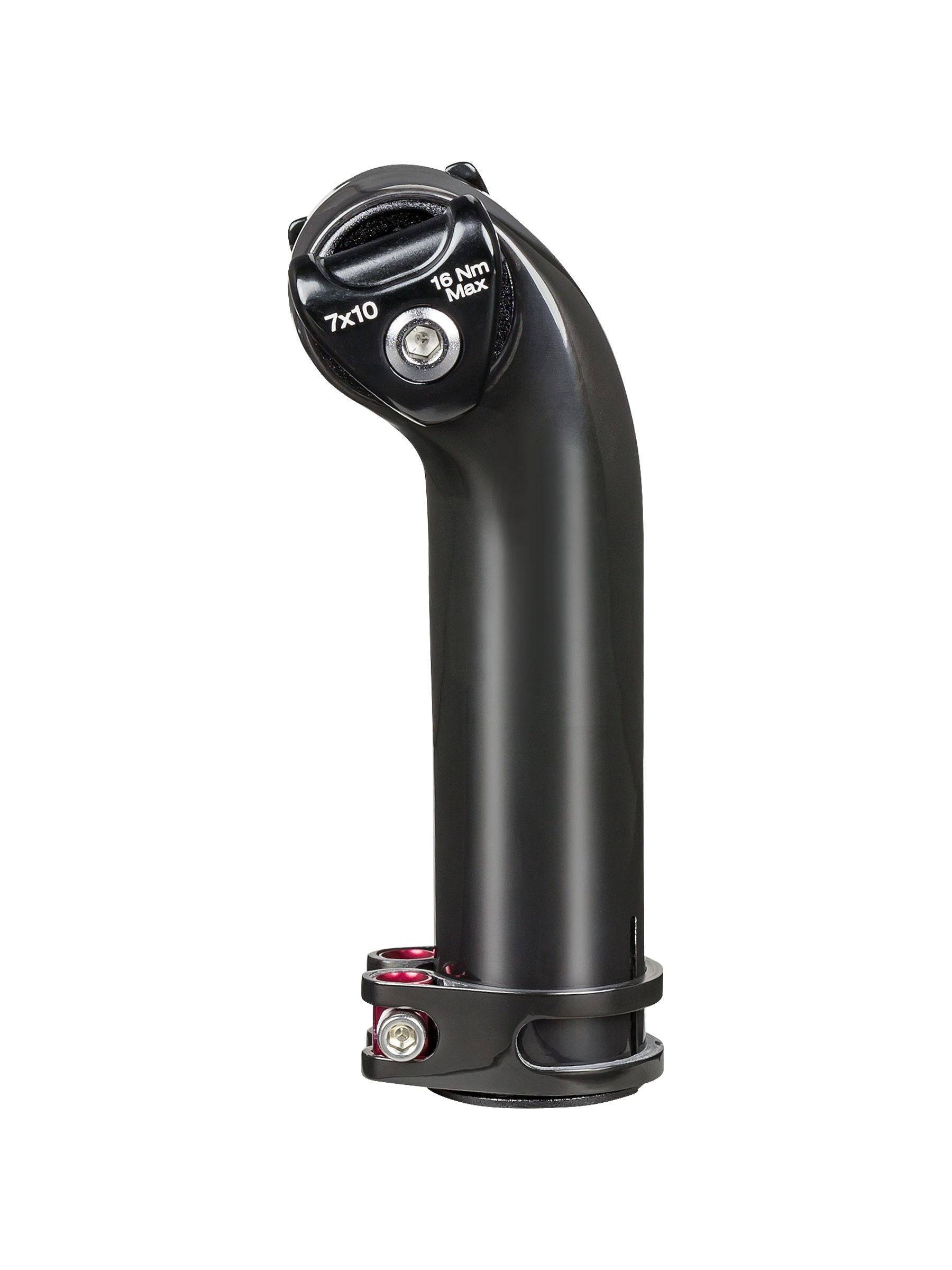 Bontrager round carbon seatpost mast cap with 10mm ears for Trek bikes, showing the sleek black component for bike upgrades.