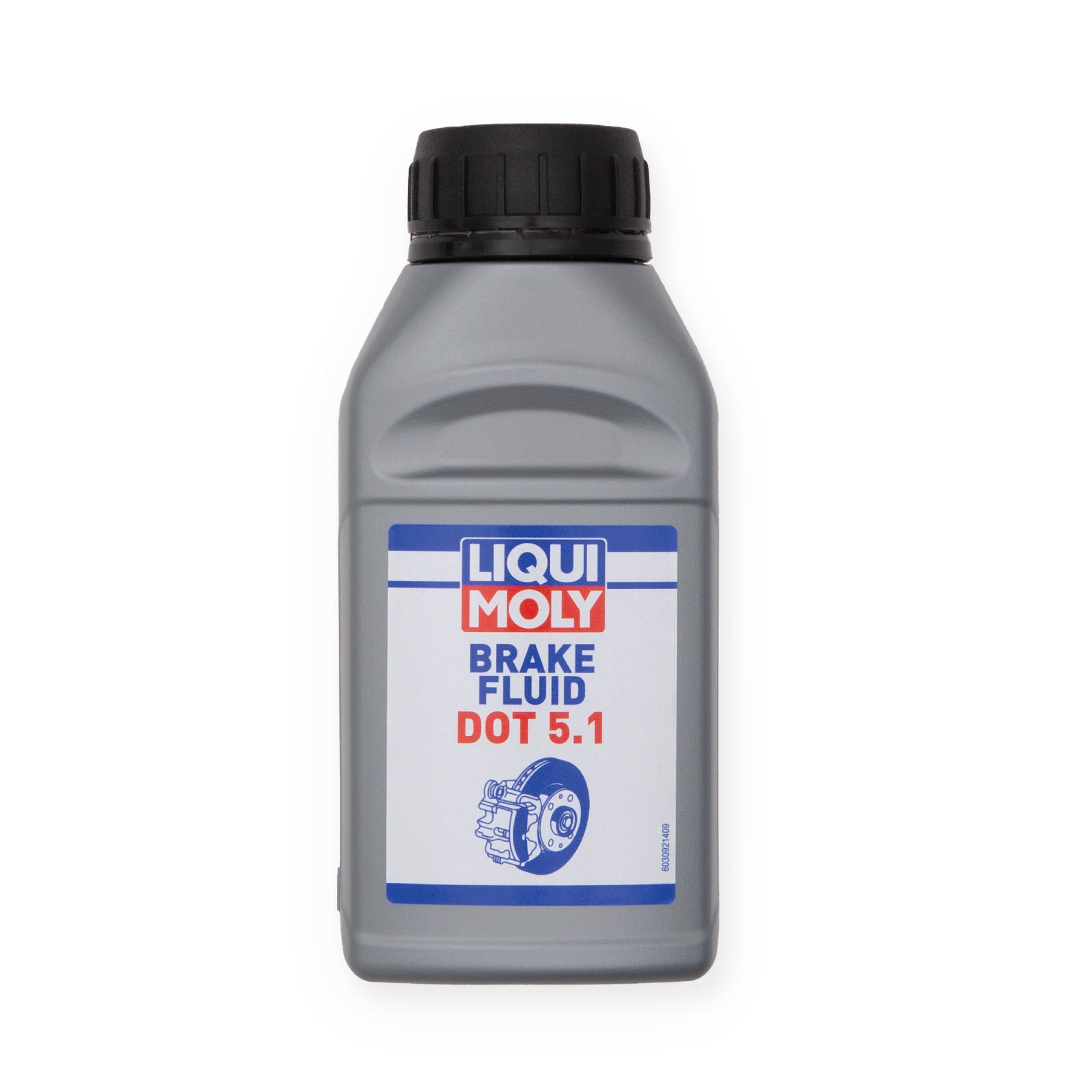 Bleedkit Liqui Moly DOT 5.1 brake fluid container for high-performance hydraulic brake fluid, 250ml capacity.