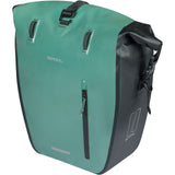 Basil Rivo L tarpaulin rear bike bag with MIK hooks and removable strap, designed for durable cycling accessories.