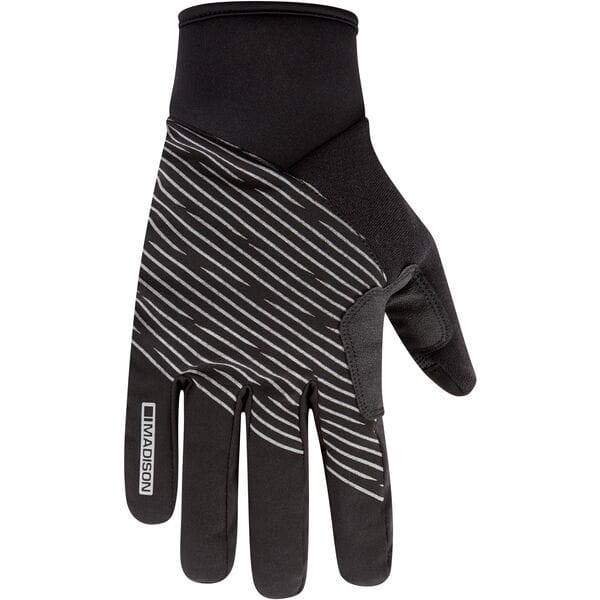 Madison Stellar waterproof thermal gloves with reflective safety stripes and touchscreen compatibility, designed for cold weather.