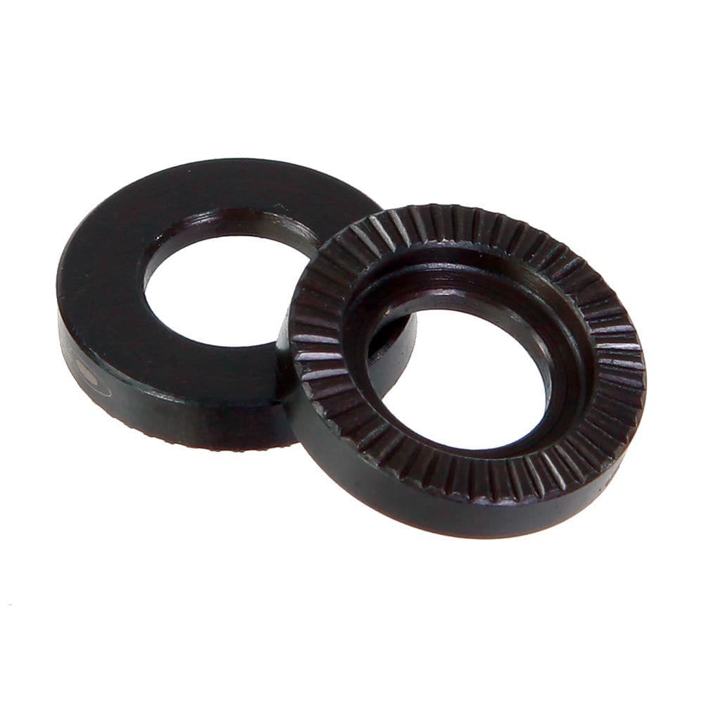 Halo Butch Axle Washers for bike wheels, anti-slip spares with sharp teeth, designed for secure hub installation and maintenance.