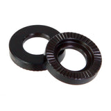 Halo Butch axle washers for bike wheels, anti-slip components with sharp teeth, designed for secure hub assembly and maintenance.