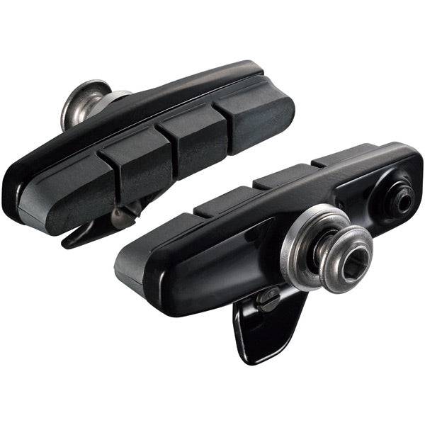 Shimano Dura-Ace R55C4 cartridge brake shoes for alloy rim calipers, pair of high-performance cycling brake components.