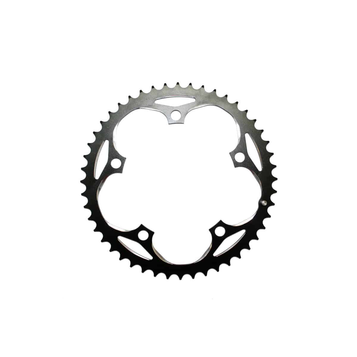 Black SRAM 48T 130mm BCD 5-bolt road and track bike chainring for bicycle components, compatible with SRAM cranksets.