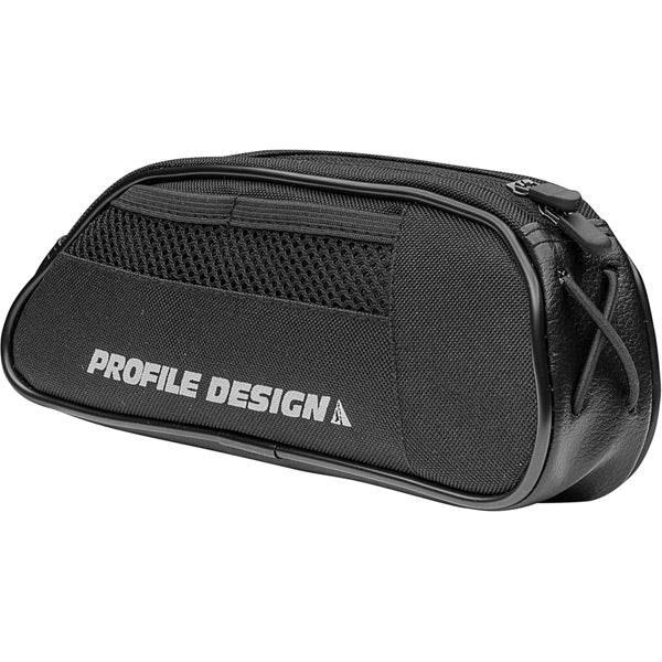 Profile Design Explorer large top tube storage pack for bikes with splash-proof zipper, mounted on bicycle top tube.